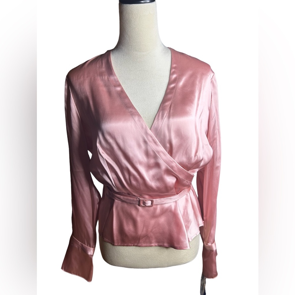 ✨NWT✨ ANNE KLEIN 100% Silk Belted Blouse w/Zippered Side, Size 10